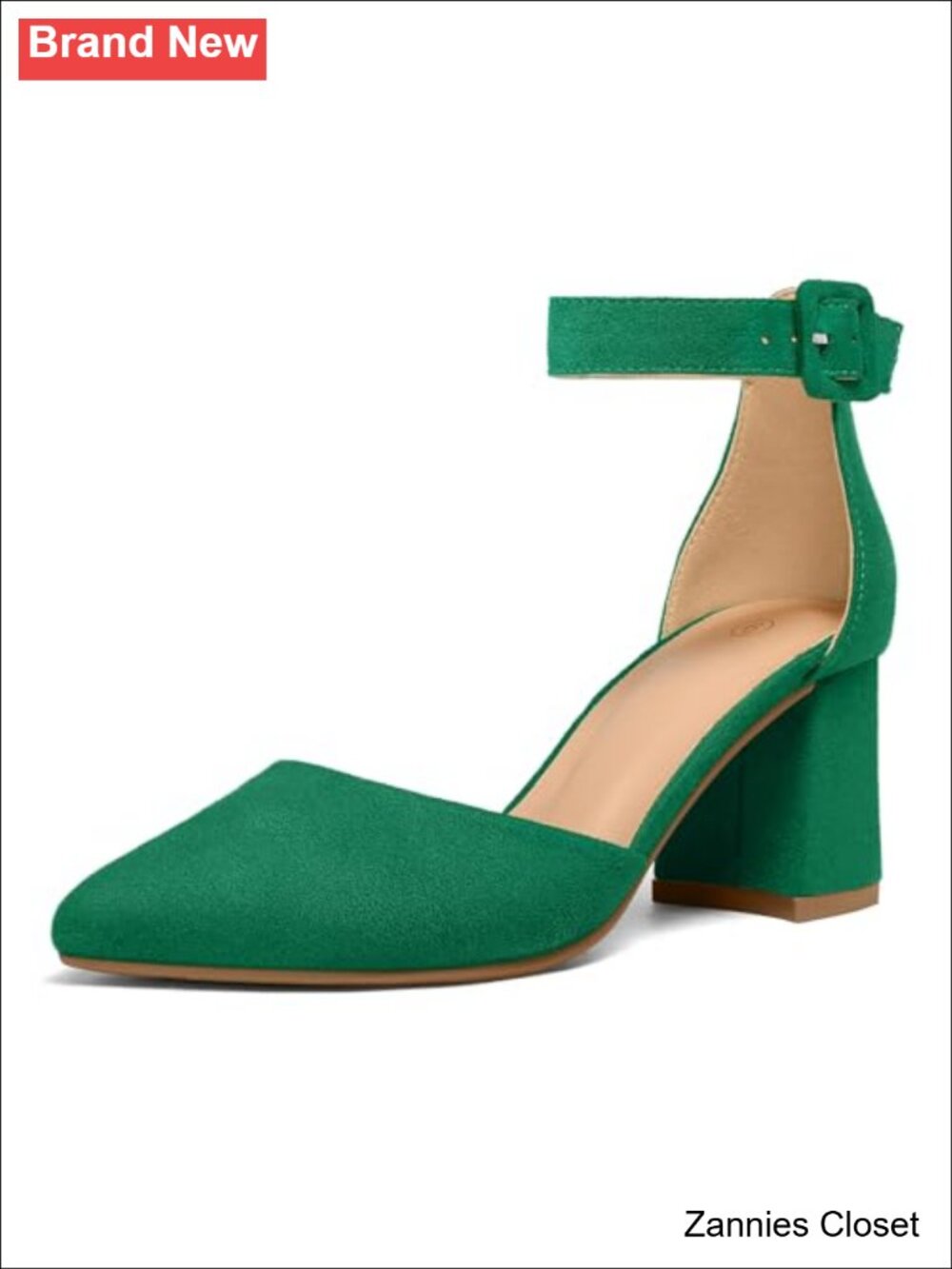 ✨ Pointed Toe Ankle Strap Chunky Block Heel Dress Pumps